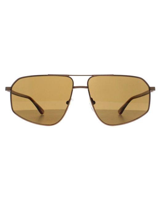 Calvin Klein Brown Aviator Matte Amber Ck23126S Metal for men