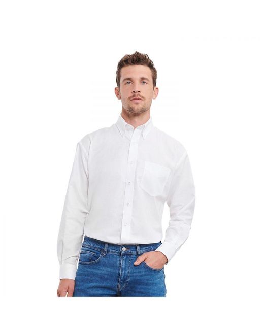 Russell White Collection Oxford Easy-Care Long-Sleeved Shirt for men