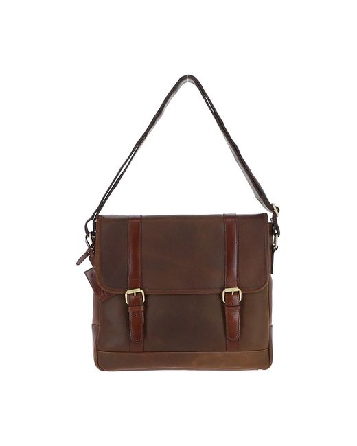 Fenland Sheepskin Brown Vintage Oily Leather Messenger Bag for men