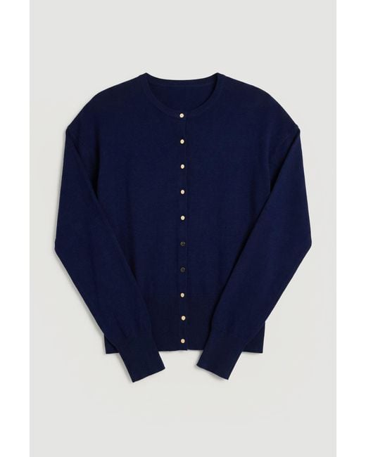 Karen Millen Blue Viscose Blend Knit Balloon Sleeve Cardigan