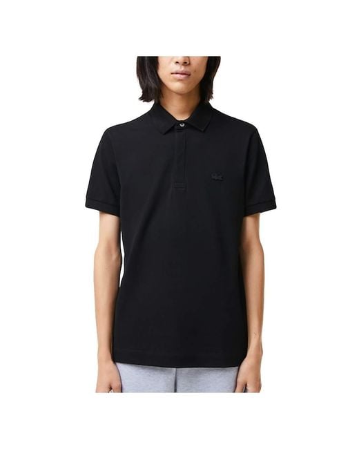 Lacoste Black Regular Fit Paris Stretch Pique Polo Short Sleeve Pullover, Cotton/Pique/Elastane for men