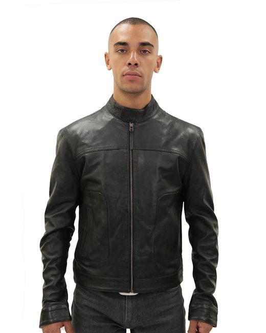 Infinity Leather Black Classic Fitted Biker Jacket-Austin for men