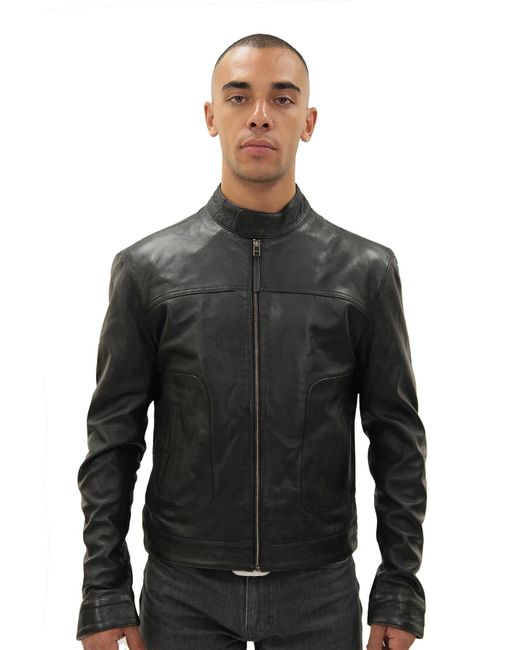 Infinity Leather Black Classic Fitted Biker Jacket-Austin for men