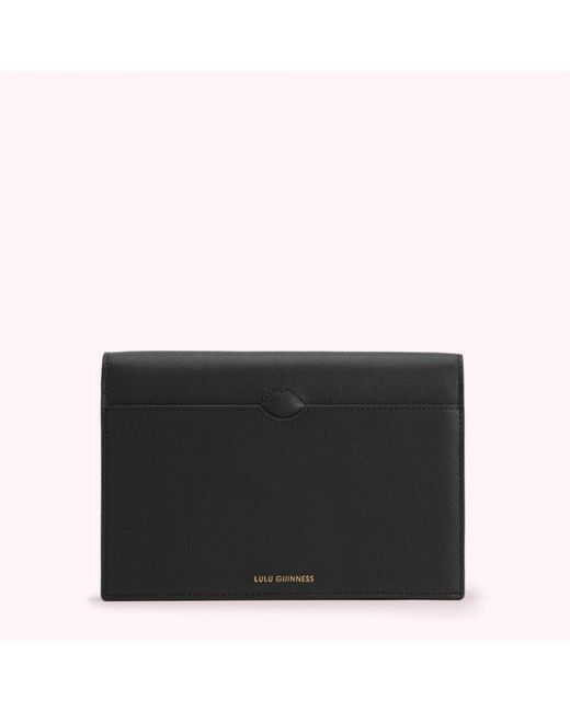 Lulu Guinness Black Textured Leather Rudy Clutch Bag