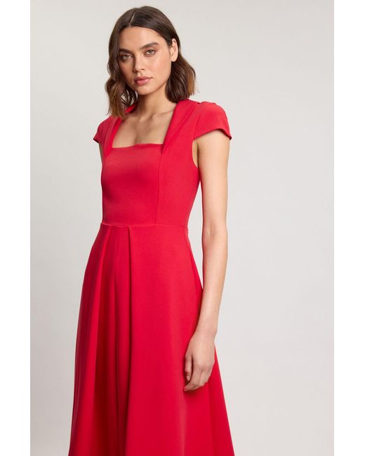 Karen Millen Petite Square Neck Tailored Full Skirted Maxi Dress