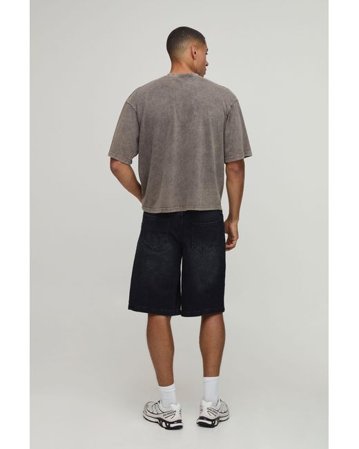 BoohooMAN Gray Essential Washed Oversized Boxy Front Pocket T-Shirt for men