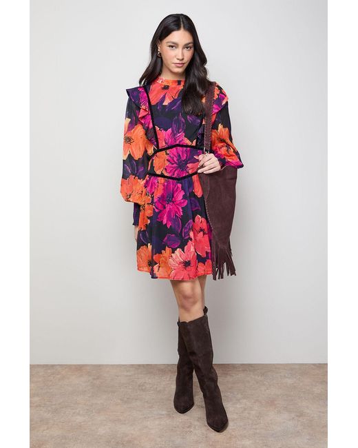 Oasis Shirred Detail Fit And Flare Mini Dress