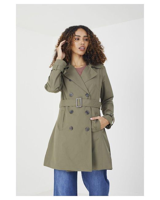 Brave Soul Green Light 'Brandy' Double Breasted Short Trench Coat
