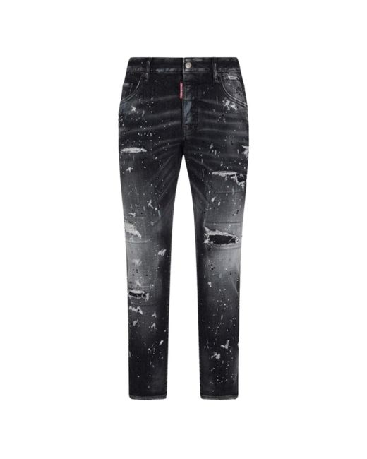 DSquared² Skater Jean Paint Splatter Jeans Met Zwarte Wassing in het Blue voor heren