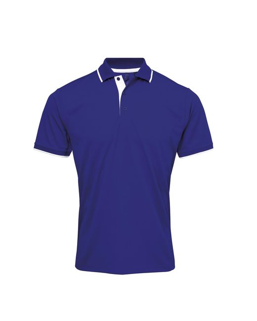 PREMIER Blue Contrast Coolchecker Polo Shirt (Royal/ for men