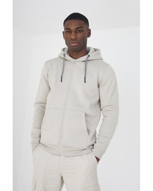 Brave Soul White Light 'Spectrum' Zip Through Hoodie for men