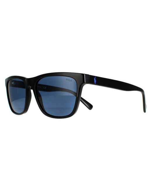 Polo Ralph Lauren Blue Rectangle Shiny Dark Sunglasses for men