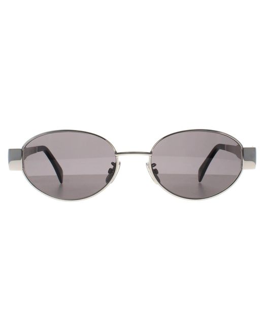 Céline Gray Celine Oval Shiny Palladium Smoke Metal Triomphe Cl40235U
