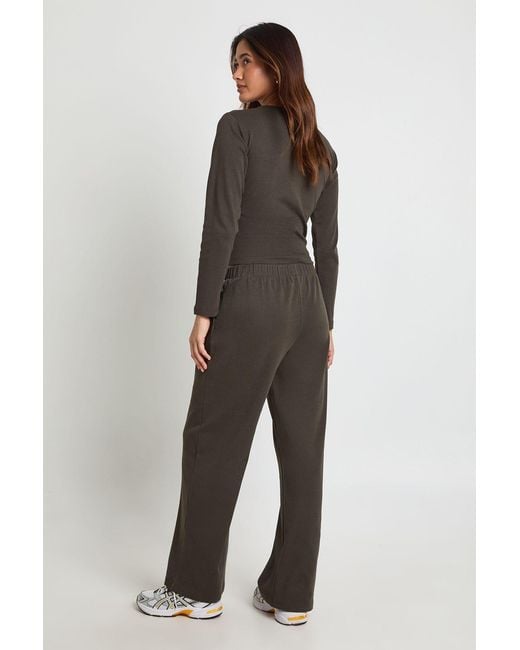 Boohoo Gray Cotton Button Through Crew Neck Top & Trouser Co Ord
