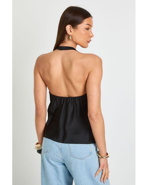 Boohoo Black Halter Plunge Swing Cami Top