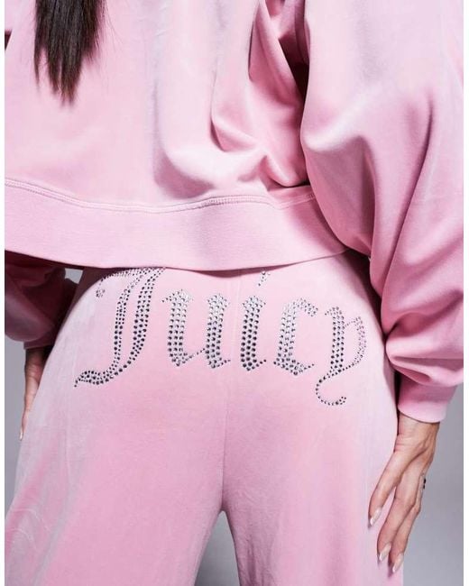 Juicy Couture Pink Velour Wide Leg Joggers