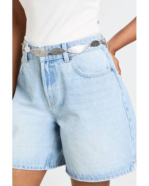 Boohoo Blue Hammered Chain Belt