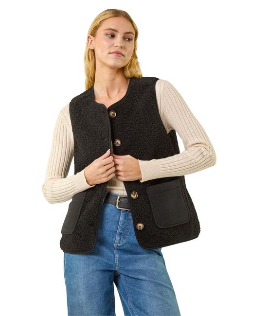 Roman Black Fleece Pocket Gilet