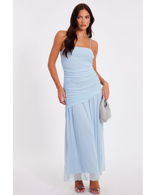 Quiz Blue Pale Drop Waist Midaxi Dress