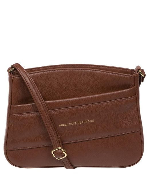 Pure Luxuries Brown 'Helena' Dark Nappa Leather Cross Body Bag