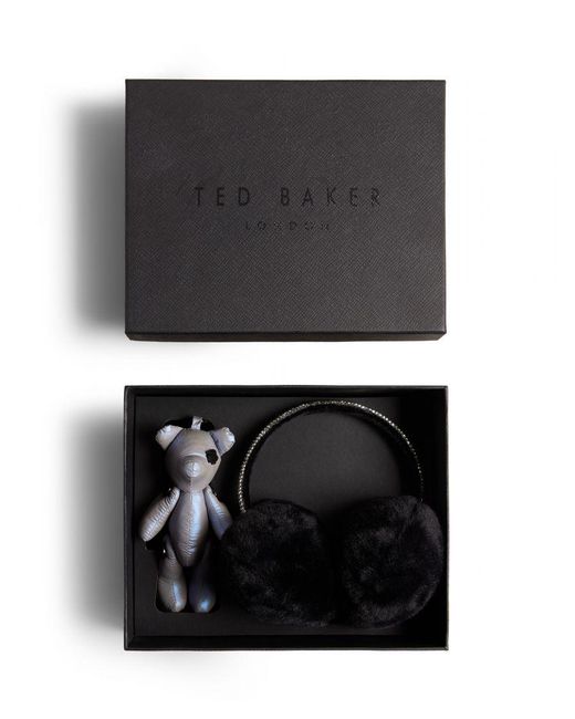 Ted Baker Black Jazzt Printed Teddy & Ear Muff Set