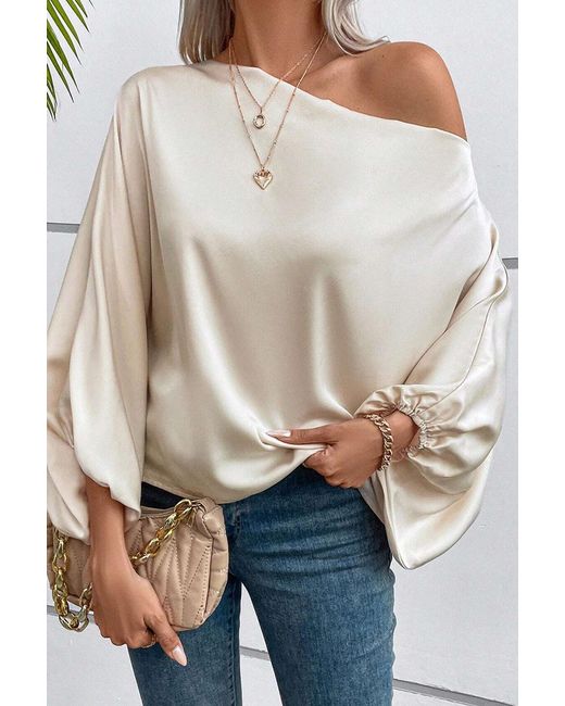 Everyday the Label Gray Elegant Asymmetric Neck Top