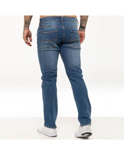 Kruze By Enzo Blue Straight Leg Stretch Jeans for men