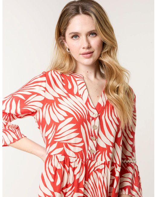 Blue Vanilla Red Ric Rac Smock Shirt Dress