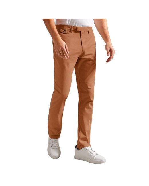 Ted Baker Brown Haydae Textured Tan Chino Pants for men