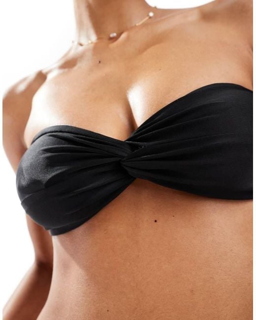 Miss Selfridge Black Mix And Match Twist Bandeau Bikini Top