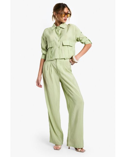 Boohoo Green Fluid Tailored Pants