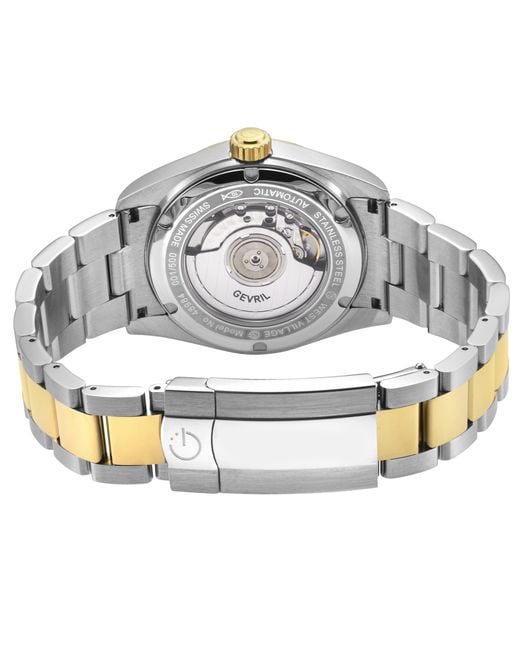 Gevril Metallic Automatic West Village 316L Stainless Steel Case, Ipyg Bezel, Dial, Two Toned Ss/Ipyg Bracelet for men