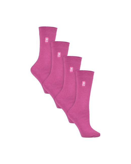 Heat Holders Pink 4 Pairs Ladies Ultra Lite Extra Thin 1.0 Tog Casual Thermal Socks