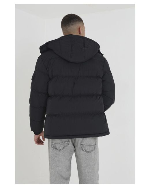 Brave Soul Blue Detachable Hood Padded Jacket for men