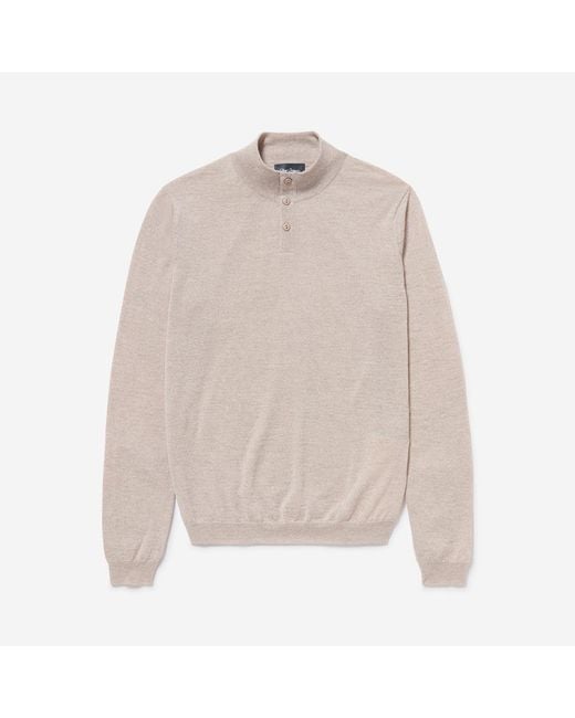 Oliver Sweeney White Merino Wool Buttoned Funnel-Neck Jumper for men