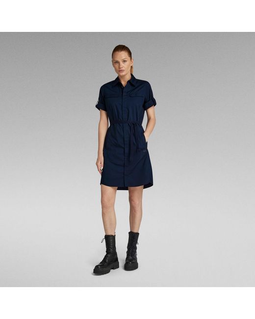 G-Star RAW Blue G-Star Raw Open Back Shirt Dress