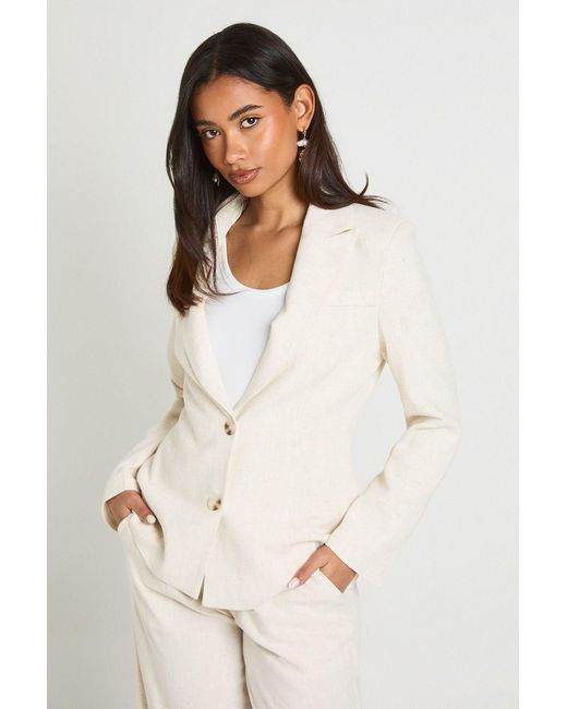 Boohoo Natural Linen Look Marl Oversized Blazer