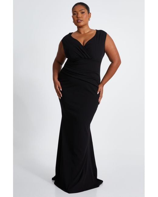 Quiz Black Bardot Fishtail Maxi Dress