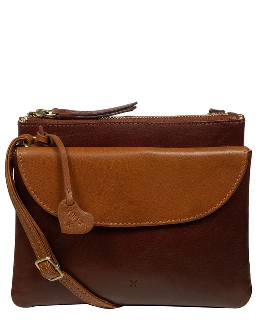 NiNa Amora Brown 'Giulietta' Conker & Dark Tan Leather Cross Body Bag