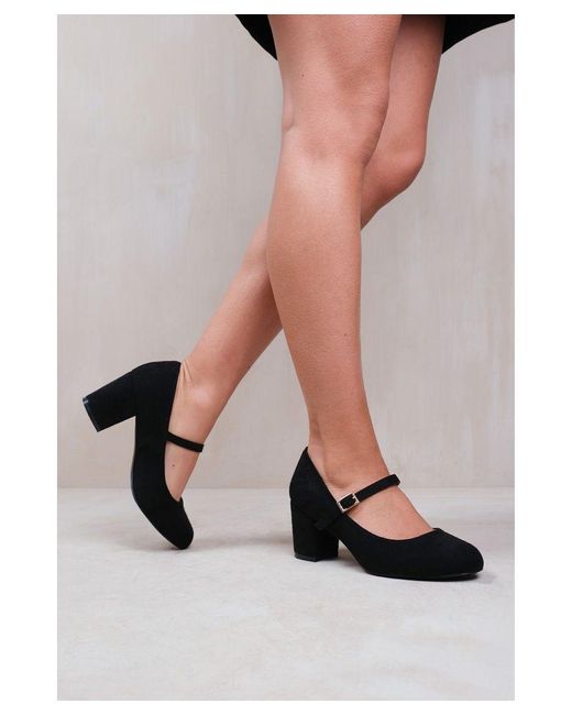 Where's That From Black 'Araceli' Extra Wide Fit Block Heel Mary Jane Pumps
