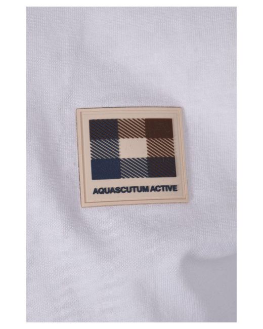 Aquascutum White Club Check Patch T-Shirt for men