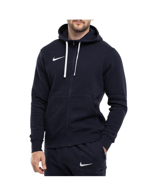 Nike Blue Fleece Hoodie Long Sleeve Swoosh Full Zip Soccer Hoody for men