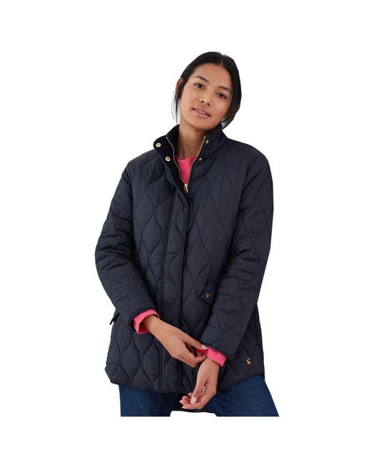 Joules Blue Rosedale Mid Length Warm Padded Quilted Coat