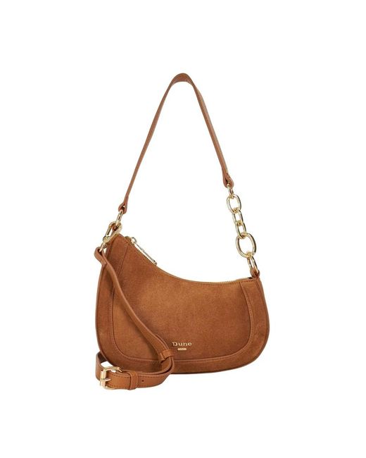 Dune Brown Lo Direction Suede Shoulder Bag