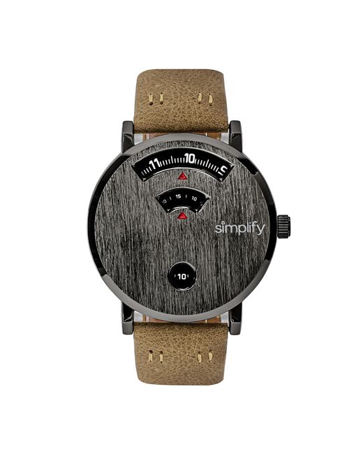 Simplify Metallic The 7000 Leather-Band Watch