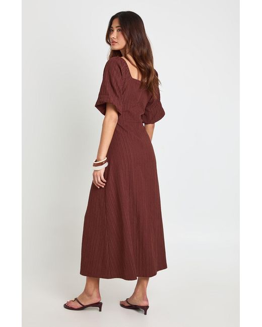 Boohoo Textured Volume Sleeve Midaxi Dress