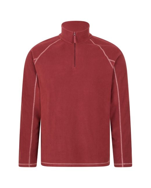 Mountain Warehouse Red 'Ashbourne' Fleece Jacket Half Zip Mid Layer Sweater for men