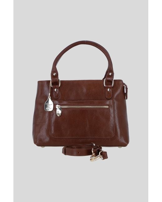 Ashwood Leather Brown Real Handbag With Detachable Crossbody Strap