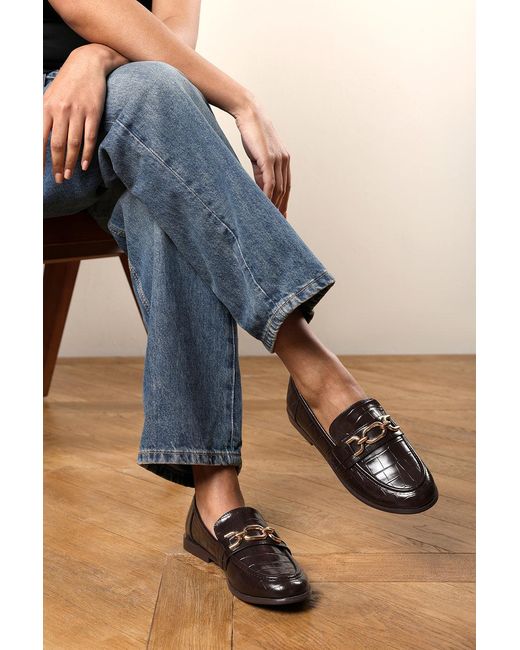 Where's That From Blue Wheres Lettie Wide Fit Chain Trim Detail Flat Loafers