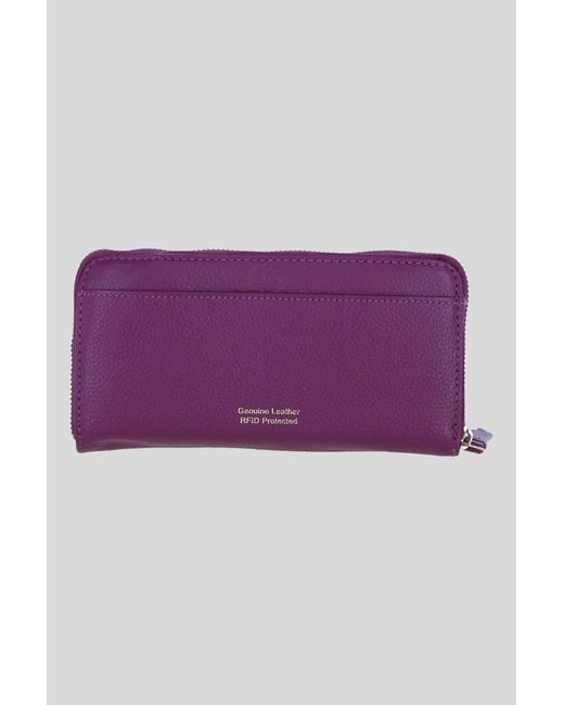 Ashwood Leather Purple Multi-Pocket Zip Around Wallet And Purse